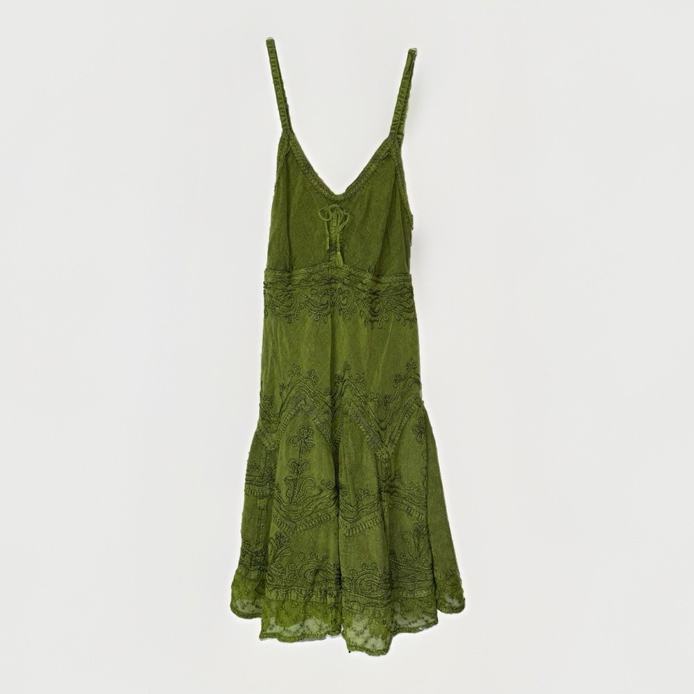 Advance Apparels Green Fairycore Boho Knee Length Dress L XL Festival Renfair